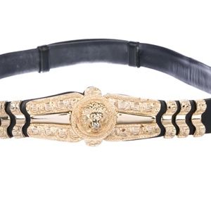 JUDITH LEIBER Black Leather Waist Belt (S)